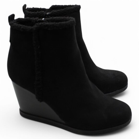 Sun + Stone Womens Camillia F Faux Suede Ankle Wedge Boots - Picture 1 of 6